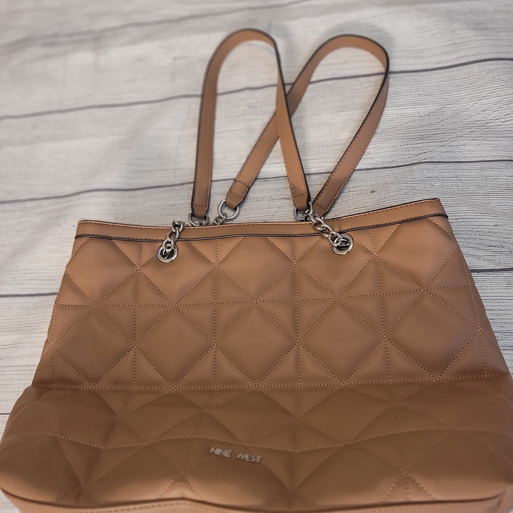 Nine West Beige Quilted Tote Bag